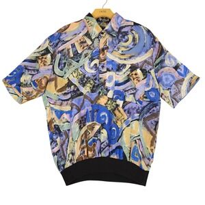 Alan Stuart Abstract Print Short Sleeve Button Up Shirt Mens M